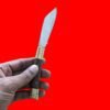 AdhaKen Pocket Knife AKA3 – 8cm Spring Leaf Blade, Sheesham Wood Handle, Lightweight 55g Everyday Carry Knife